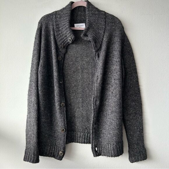 Our Legacy Men’s Alpaca Linen Wool Blend Chunky Knit Cardigan - Picture 3 of 11